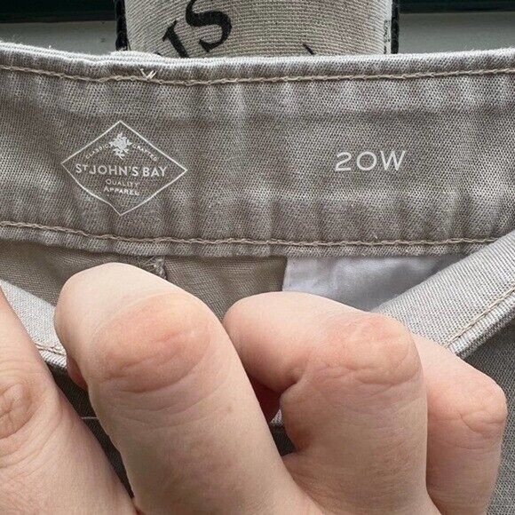 St. John’s Bay plus size high waisted Tan Bermuda shorts with pockets - Picture 4 of 10